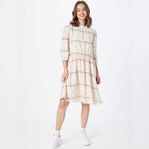 Chic Stylish Cream plaid/stripe Midi Dress NWT from Saint Tropez